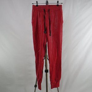 Yigelila Red Faux Leather Pants